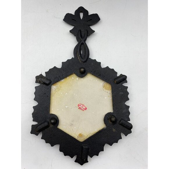 Vtg Cast Iron & Ceramic Trivet Lego Japan‎ 1970s Peach Fruit On White - Picture 4 of 10